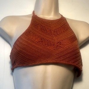 xhilaration burnt orange halter bikini top! size snall